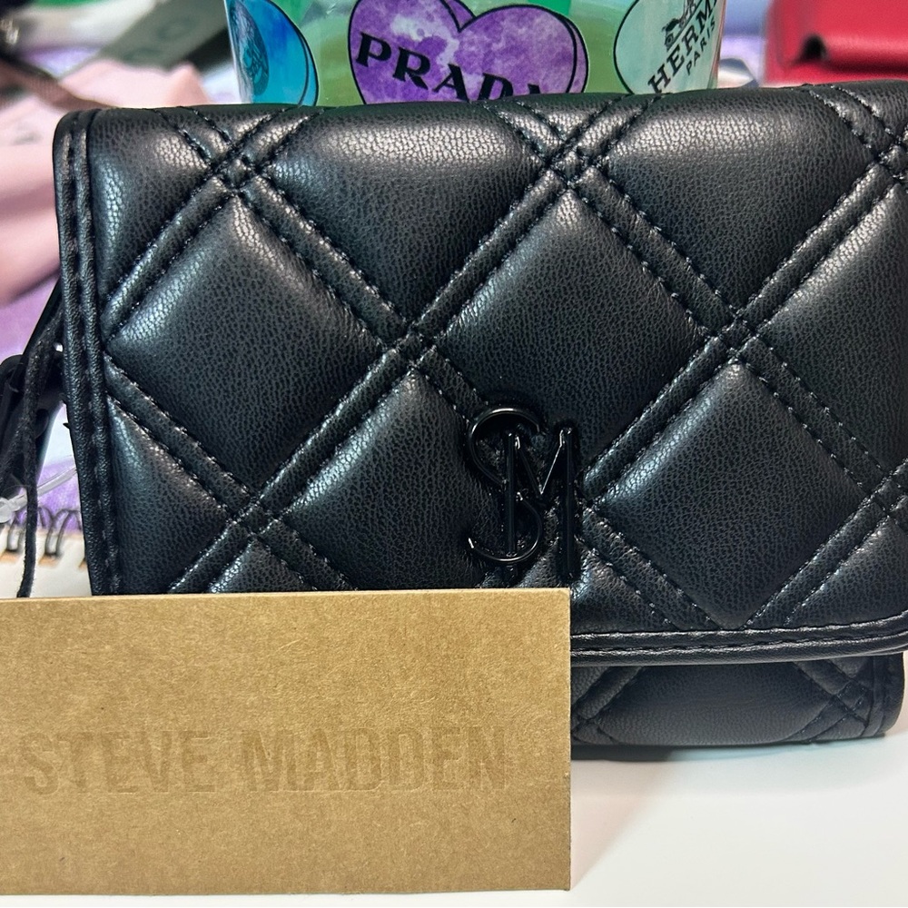 Steve Madden Black Quilted Wallet
